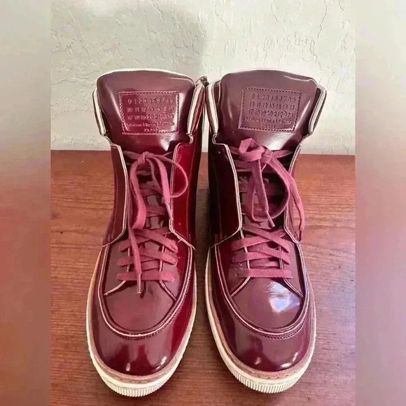 Maison Martin Margiela Men’s Red Leather High Top Shoes Size 44 - Picture 1 of 12